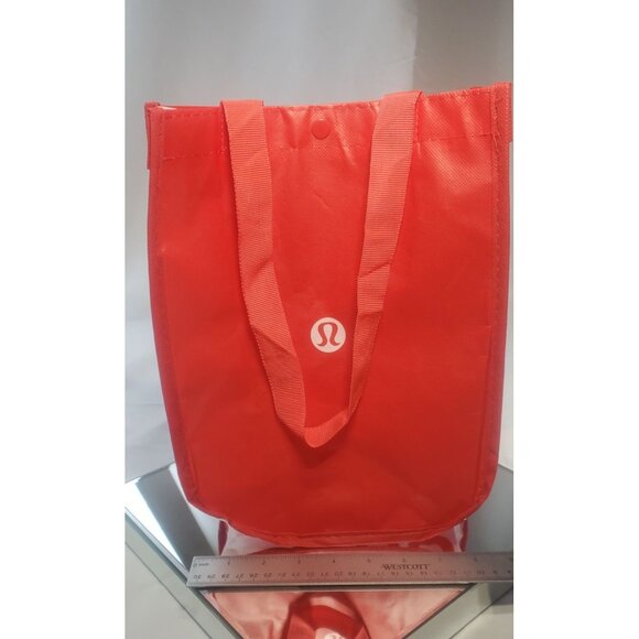 Lululemon Reusable Tote Shopping Bag Large Red White Logo Straps - Picture 8 of 8